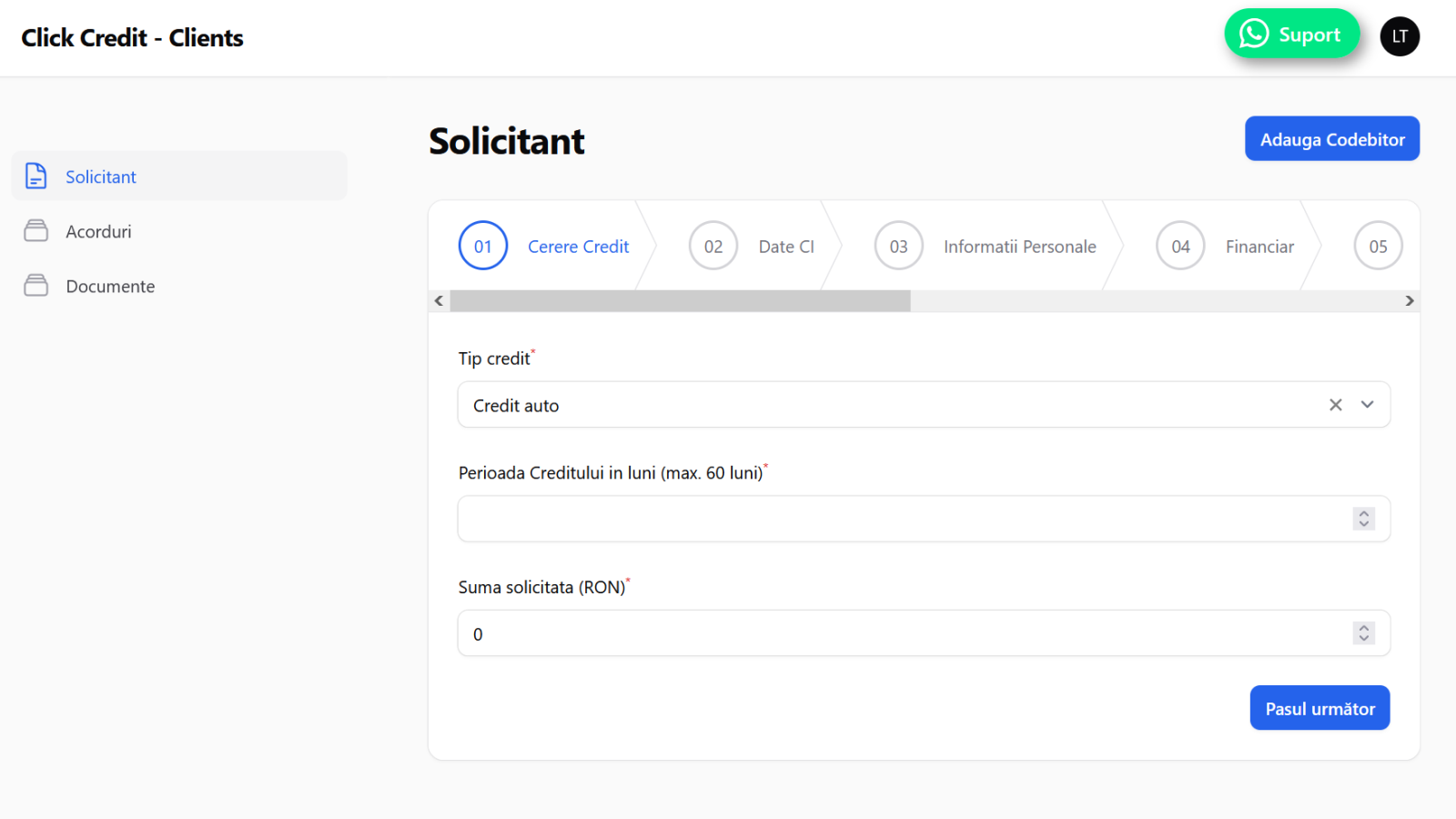 Dashboard Click Credit